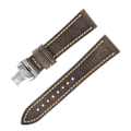 Miniatyrbild 2 av 3: Klockarmband i äkta läder med fjärilsspänne - 22MM Grå