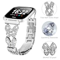 Miniatyrbillede 3 af 5: Versa Double Butterfly Double Button Rhinestone urrem
