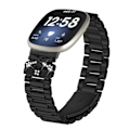 Miniatyrbillede 1 af 6: Funklende sommerfugl Fitbit Versa 3/4 rem med tre rhinsten Sort