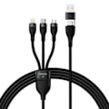 Miniatyrbild 1 av 10: 3-i-1 USB-kabel Baseus Flash Series 2, USB-C + micro USB + Lightning, 100W, 1,2m (svart)