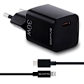 Miniatyrbild 1 av 2: Laddare 30W + USB-C till Lightning Kabel Svart