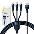 Miniatyrbillede 2 af 10: 3-i-1 USB-kabel Baseus USB 3-i-1 Baseus Flash-serie, USB-C + Micro + Lightning 66W, 1,2 m (blå)