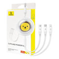 Miniatyrbillede 1 af 10: Ladekabel 3w1 Baseus USB til USB-C, USB-M, Lightning 3,5A, 1,1m (hvid)