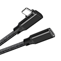 Miniatyrbild 2 av 3: Rättvinklad USB-C-förlängningskabel - PQ117 svart flätad (10Gbps+4K+100W) 2 m