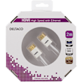 Miniatyrbild 3 av 4: Thin HDMI cable, HDMI High Speed with Ethernet, 2m, white