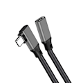 Miniatyrbild 1 av 3: Typ-C förlängningskabel med armbågsdesign - PQ116 grå (10Gbps+4K+100W) 1 m