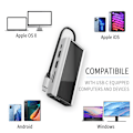 Miniatyrbild 3 av 6: 11 i 1 USB C Hubb med USB 3.0, HDMI, RJ45, SD/TF-Kortläsare - 100W PD-Laddning
