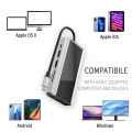 Pikkukuva 3 / 6: 11 in 1 USB C -keskitin, jossa USB 3.0, HDMI, RJ45, SD/TF-kortinlukija – 100 W PD-lataus
