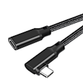 Miniatyrbild 3 av 3: Rättvinklad USB-C-förlängningskabel - PQ117 svart flätad (10Gbps+4K+100W) 2 m