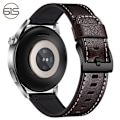 Miniatyrbild 2 av 4: Armband i äkta läder för Samsung Galaxy Watch 4 Kaffe+svart 20 mm
