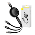 Miniatyrbild 1 av 7: Baseus Bright Mirror 3, USB 3-i-1-kabel för micro USB / USB-C / Lightning 66W / 2A 1,1m (svart)