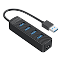 Miniatyrbild 2 av 2: Orico TWU3 USB till 4x USB 3.0 Hub Adapter (svart)