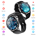 Miniatyrbillede 8 af 11: Smartwatch med EKG, pulsmåler, blodtryksmåler og skridttæller Sort og brun læderrem