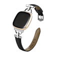 Miniatyrbild 2 av 3: Armband i äkta läder för Fitbit Versa 4/3/Sense - Svart