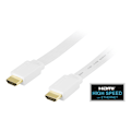 Miniatyrbild 1 av 3: Flat HDMI cable, HDMI High Speed with Ethernet, 1m, white