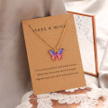 Miniatyrbillede 2 af 4: Butterfly Pendant halskæde Lyserød