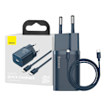 Miniatyrbild 2 av 11: Baseus Super Si Snabbladdare 1C 20W med USB-C-kabel för Lightning 1m (blå)