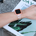 Miniatyrbillede 8 af 8: Silikone sportsarmbånd til Apple Watch Series 9/10, 46mm, Transparent Sort Orange