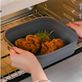 Miniatyrbillede 4 af 6: Sammenklappelig firkantet Air Fryer silikoneform 17,5 cm 2-pak Grå