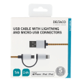 Miniatyrbild 2 av 2: USB cable, USB Micro B ma and lightning ma, MFi, 1m, orange