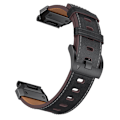 Miniatyrbillede 1 af 7: Ægte læderurrem til Garmin Fenix 8/7X/7/6/5/965 Sort 26 mm