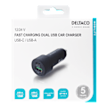 Miniatyrbild 3 av 5: USB car charger, 1xUSB-A 18W, 1xUSB-C PD 20W, tot 38W, black