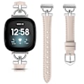 Miniatyrbild 1 av 3: Armband i äkta läder för Fitbit Versa 4/3/Sense - Roséguld