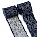 Miniatyrbillede 3 af 3: Denim frynsekant med vævet bånd - Mørk Denim, 4 cm bred (1,5 meter)