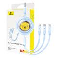 Miniatyrbillede 2 af 10: Ladekabel 3w1 Baseus USB til USB-C, USB-M, Lightning 3,5A, 1,1m (blå)
