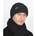 Miniatyrbillede 11 af 11: To-i-en Stablet Beanie Hat Mænds Sort
