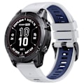 Miniatyrbillede 5 af 5: Stilfuld Quick Release Rem til Garmin Fenix 7X Pro Hvid + blå