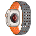Miniatyrbild 2 av 7: Andningsbar magnetrem för Apple Watch Series 1-9 generationer 42/44/45 mm Grå+orange