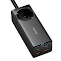 Miniatyrbillede 5 af 11: Baseus GaN3 Pro vægoplader / powerstrip 2xUSB + 2xUSB-C + AC, 100W (sort)