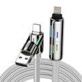 Miniatyrbillede 1 af 2: Blitzwolf BW-HDC6 4-i-1 USB-C/USB-A til USB-C/Lightning-kabel 1,2m 240W RGB (grå)