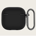 Miniatyrbillede 4 af 4: Silikone beskyttende etui til Apple AirPods 4 med låsekarabinhage Sort