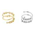 Miniatyrbild 1 av 5: Justerbara anti-stressringar med roterbara pärlor guld/silver 2-pack Flerfärgad 1 S