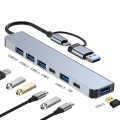 Miniatyrbild 2 av 6: INF 2-i-1 USB-C / USB-hub 7 portar USB3.0 för Windows MacOS Grå