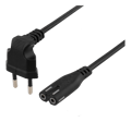 Power cable angled CEE 7/16 straight IEC 60320 C7 3m black