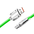 Miniatyrbillede 7 af 9: 120W flydende silikone 90° rotation hurtigopladningskabel med USB-mikroport 1,2 m Grøn