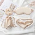 Pikkukuva 2 / 2: Silk-Like Sleep Eye Eye Mask 4-osainen setti äärimmäiseen mukavuuteen Aprikoosi