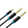 Miniatyrbillede 4 af 4: Audiokabel TRS 3,5 mm til 2x 6,35 mm Ventilation BACBJ 5 m sort
