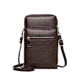 Miniatyrbild 1 av 4: Crossbody-väska för män för telefon, liten axelväska i PU-läder kaffe