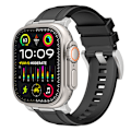 Miniatyrbillede 1 af 8: Orange silikone urrem til Apple Watch (sølvstik) Sort