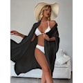 Miniatyrbillede 5 af 5: Stilfuld Cardigan Cover-Up i Bomuldsblanding Sort