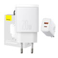Miniatyrbild 1 av 8: Baseus kompakt snabbladdare, USB, USB-C, 20W (vit)