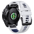 Miniatyrbillede 3 af 5: Stilfuld Quick Release Rem til Garmin Fenix 7X Pro Hvid + blå