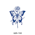 Miniatyrbild 1 av 4: Blommig tillfällig tatuering - blå akvarelldesign