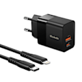 Miniatyrbild 1 av 3: Väggladdare Mcdodo CH-1952 USB + USB-C, 20W + USB-C till Lightning-kabel (svart)