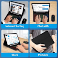 Miniatyrbillede 3 af 5: Lædertaske til iPad med RGB Bluetooth tastatur og mus iPad 10,2/10,5 tommer Sort