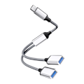 Miniatyrbild 1 av 3: Typ-C till Dual USB 2.0-Adapter Silver